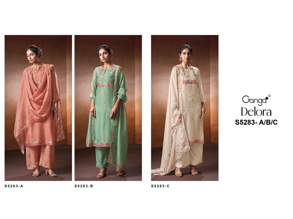 Ganga delora 5283 online wholesale dress material surat